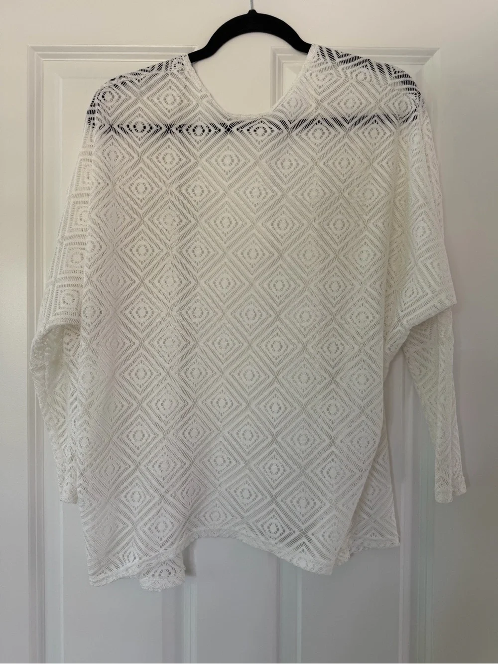 Charlotte Russe Diamond Lace Open-Front White Cardigan